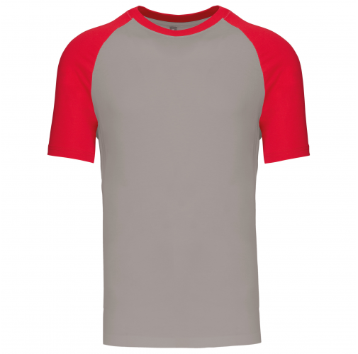 light grey / red Baseball - camiseta bicolor manga corta hombre