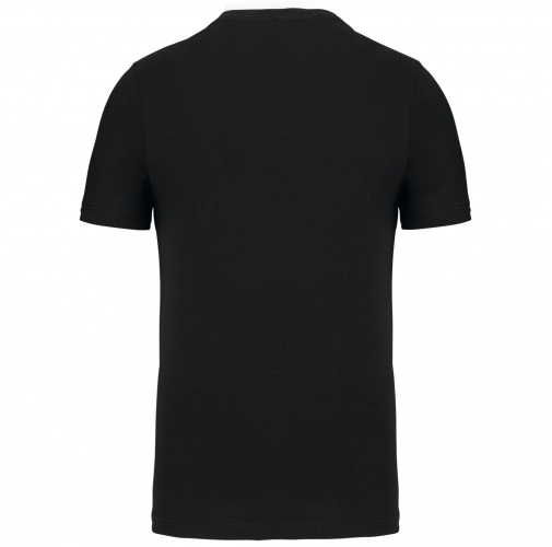 black Camiseta de manga corta y cuello de pico
