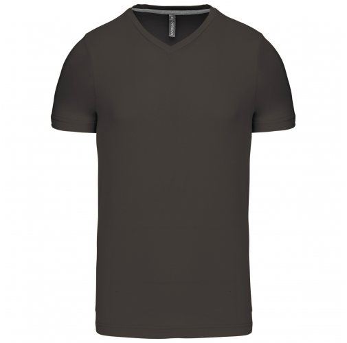 dark grey Camiseta de manga corta y cuello de pico