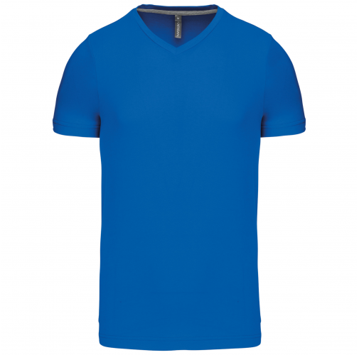 light royal blue Camiseta de manga corta y cuello de pico
