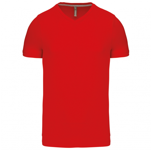 red Camiseta de manga corta y cuello de pico