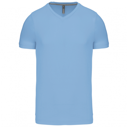 sky blue Camiseta de manga corta y cuello de pico