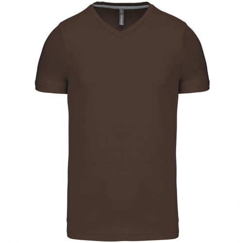 chocolate Camiseta de manga corta y cuello de pico
