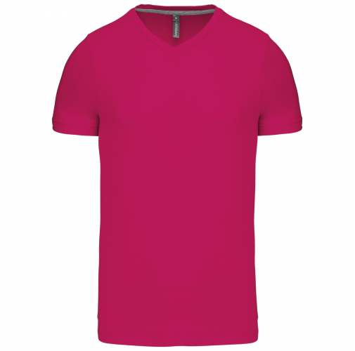 fuchsia Camiseta de manga corta y cuello de pico