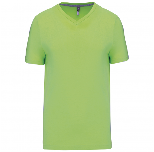 lime Camiseta de manga corta y cuello de pico