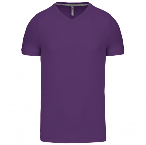 purple Camiseta de manga corta y cuello de pico
