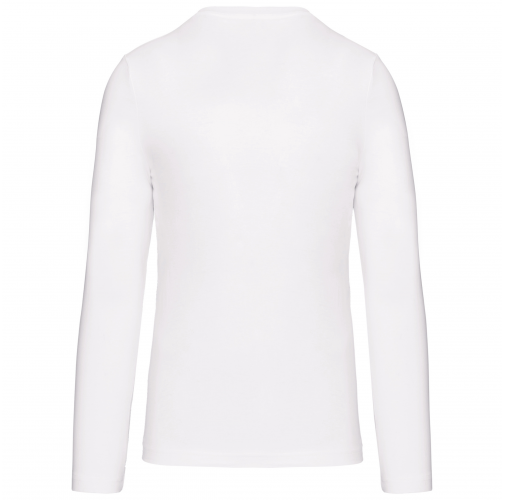 white Camiseta de manga larga y cuello de pico de hombre