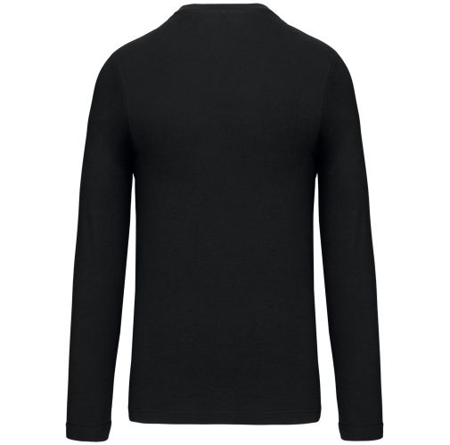 black Camiseta de manga larga y cuello de pico de hombre