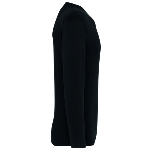 black Camiseta de manga larga y cuello de pico de hombre