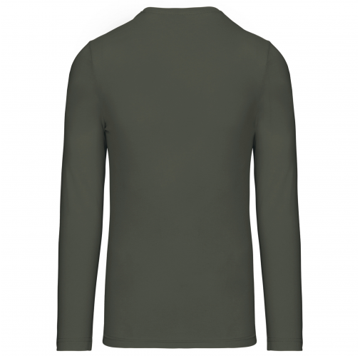 dark khaki Camiseta de manga larga y cuello de pico de hombre