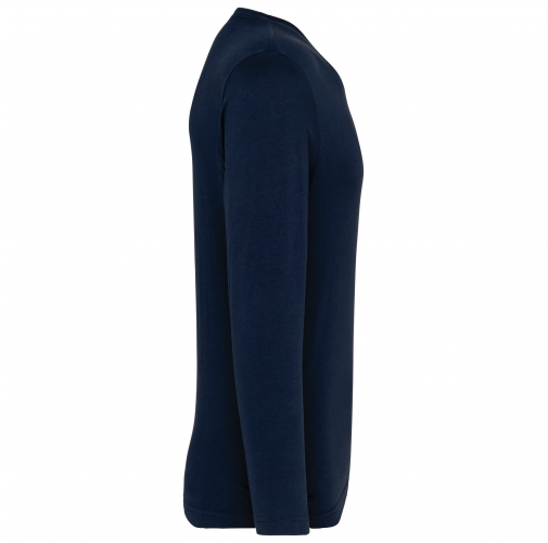 navy Camiseta de manga larga y cuello de pico de hombre