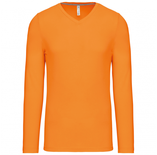 orange Camiseta de manga larga y cuello de pico de hombre
