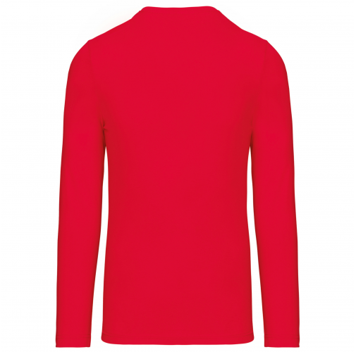 red Camiseta de manga larga y cuello de pico de hombre