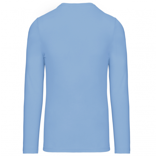 sky blue Camiseta de manga larga y cuello de pico de hombre