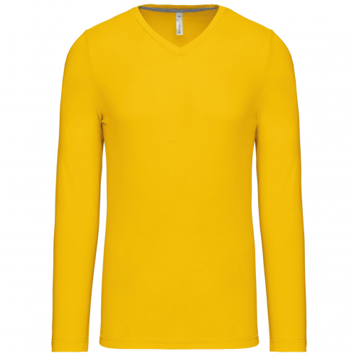 yellow Camiseta de manga larga y cuello de pico de hombre