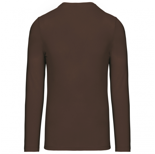 chocolate Camiseta de manga larga y cuello de pico de hombre