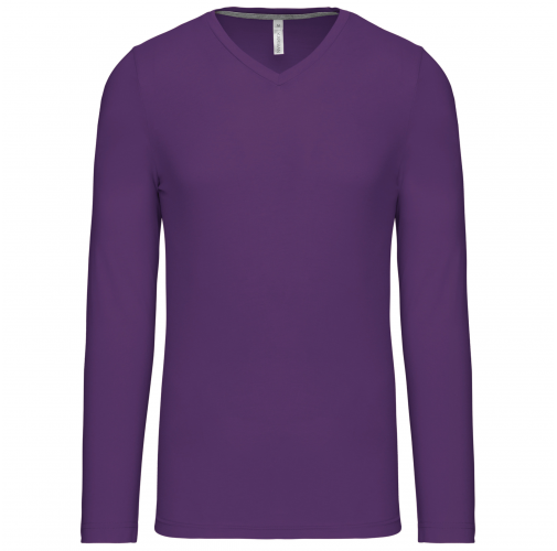purple Camiseta de manga larga y cuello de pico de hombre
