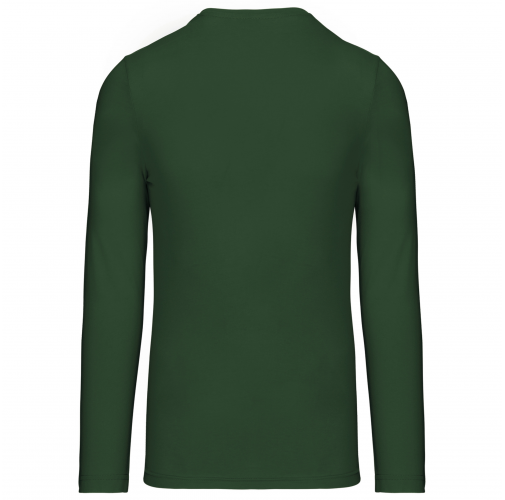 forest green Camiseta de manga larga y cuello de pico de hombre