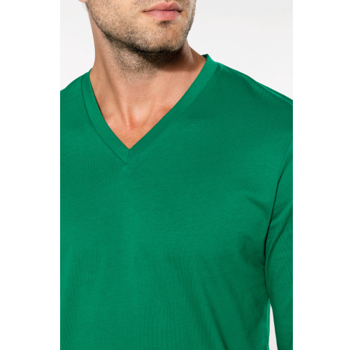 Camiseta de manga larga y cuello de pico de hombre