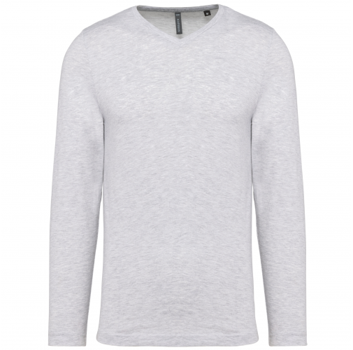 ash heather Camiseta de manga larga y cuello de pico de hombre