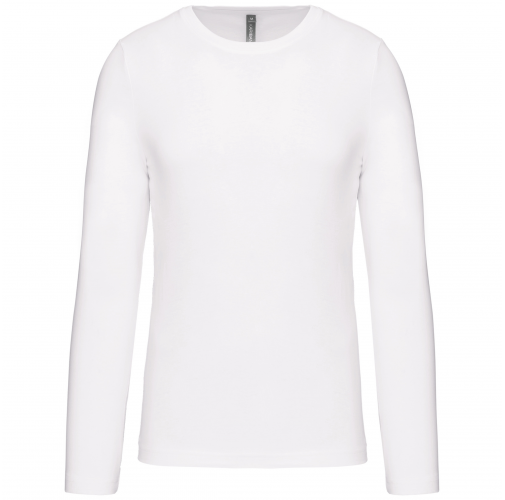 white Camiseta de maga larga y cuello redondo hombre