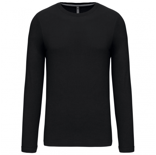 black Camiseta de maga larga y cuello redondo hombre