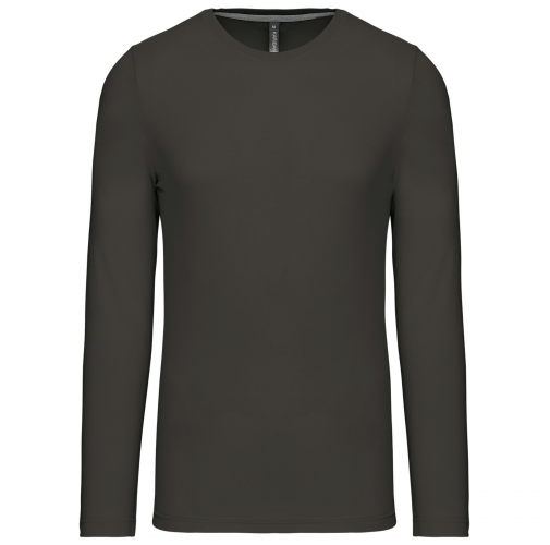 dark grey Camiseta de maga larga y cuello redondo hombre