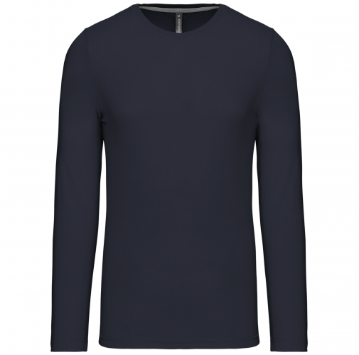 navy Camiseta de maga larga y cuello redondo hombre