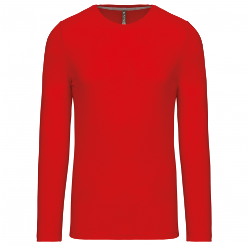red Camiseta de maga larga y cuello redondo hombre