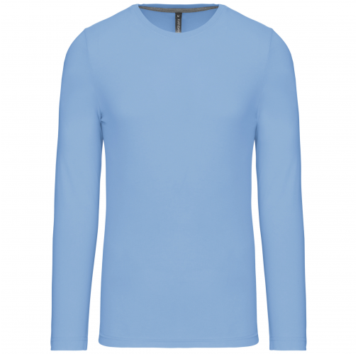 sky blue Camiseta de maga larga y cuello redondo hombre
