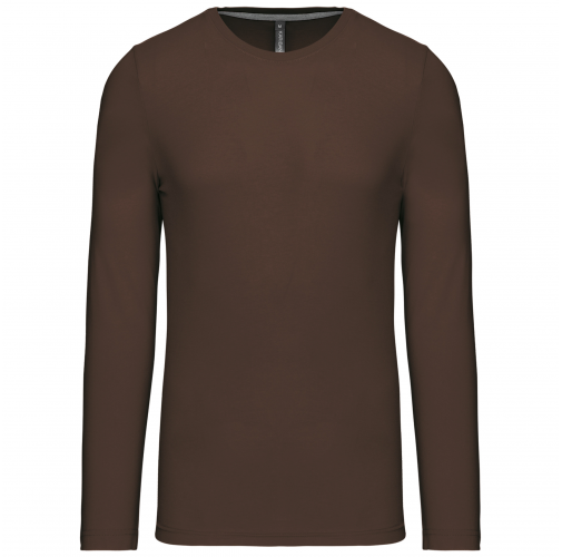 chocolate Camiseta de maga larga y cuello redondo hombre