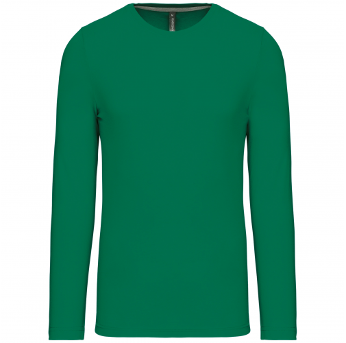 kelly green Camiseta de maga larga y cuello redondo hombre