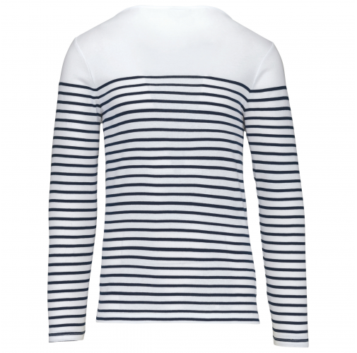 white / navy stripes Camiseta marinera de manga larga de hombre