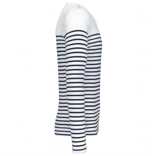white / navy stripes Camiseta marinera de manga larga de hombre