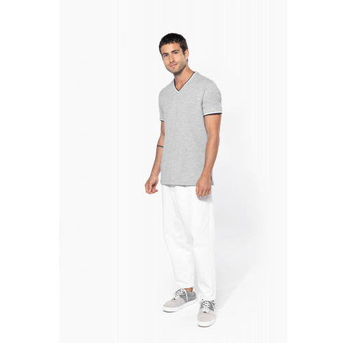 Camiseta de punto piqué con cuello de pico de hombre