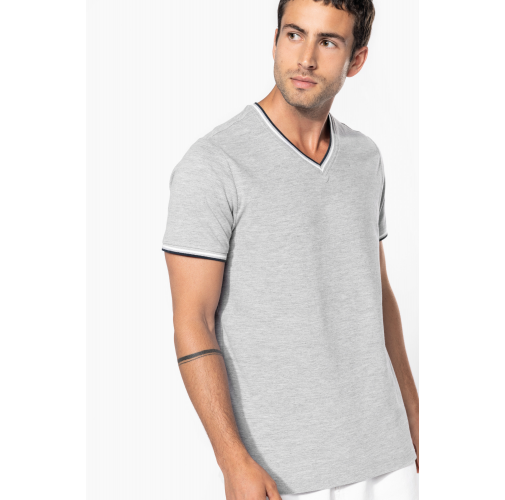 Camiseta de punto piqué con cuello de pico de hombre