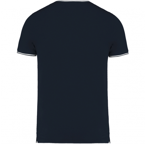 navy / light grey / white Camiseta de punto piqué con cuello de pico de hombre