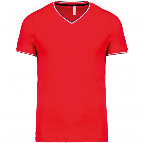 red / navy / white Camiseta de punto piqué con cuello de pico de hombre