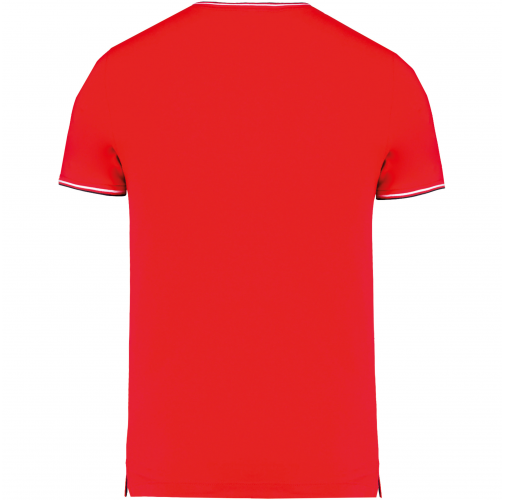 red / navy / white Camiseta de punto piqué con cuello de pico de hombre