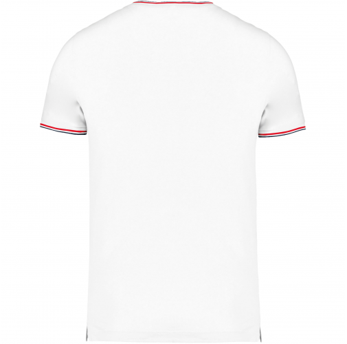 white / navy / red Camiseta de punto piqué con cuello de pico de hombre