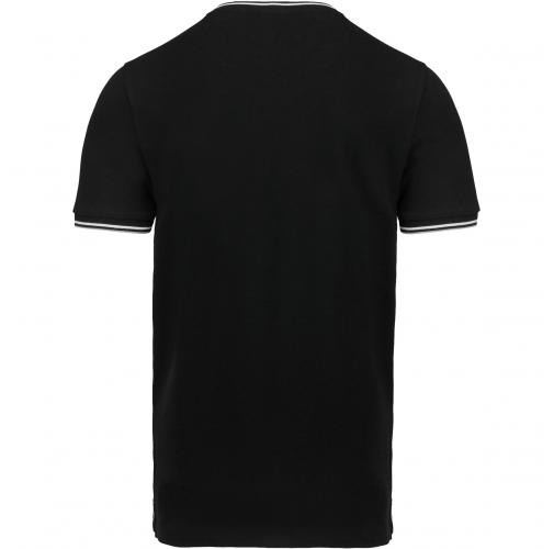 black / light grey / white Camiseta de punto piqué con cuello de pico de hombre