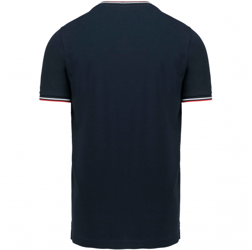 navy / red / white Camiseta de punto piqué con cuello de pico de hombre