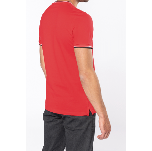 Camiseta de punto piqué con cuello de pico de hombre