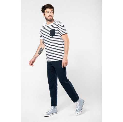 Camiseta Marinera a rayas con bolsillo manga corta