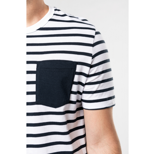 Camiseta Marinera a rayas con bolsillo manga corta