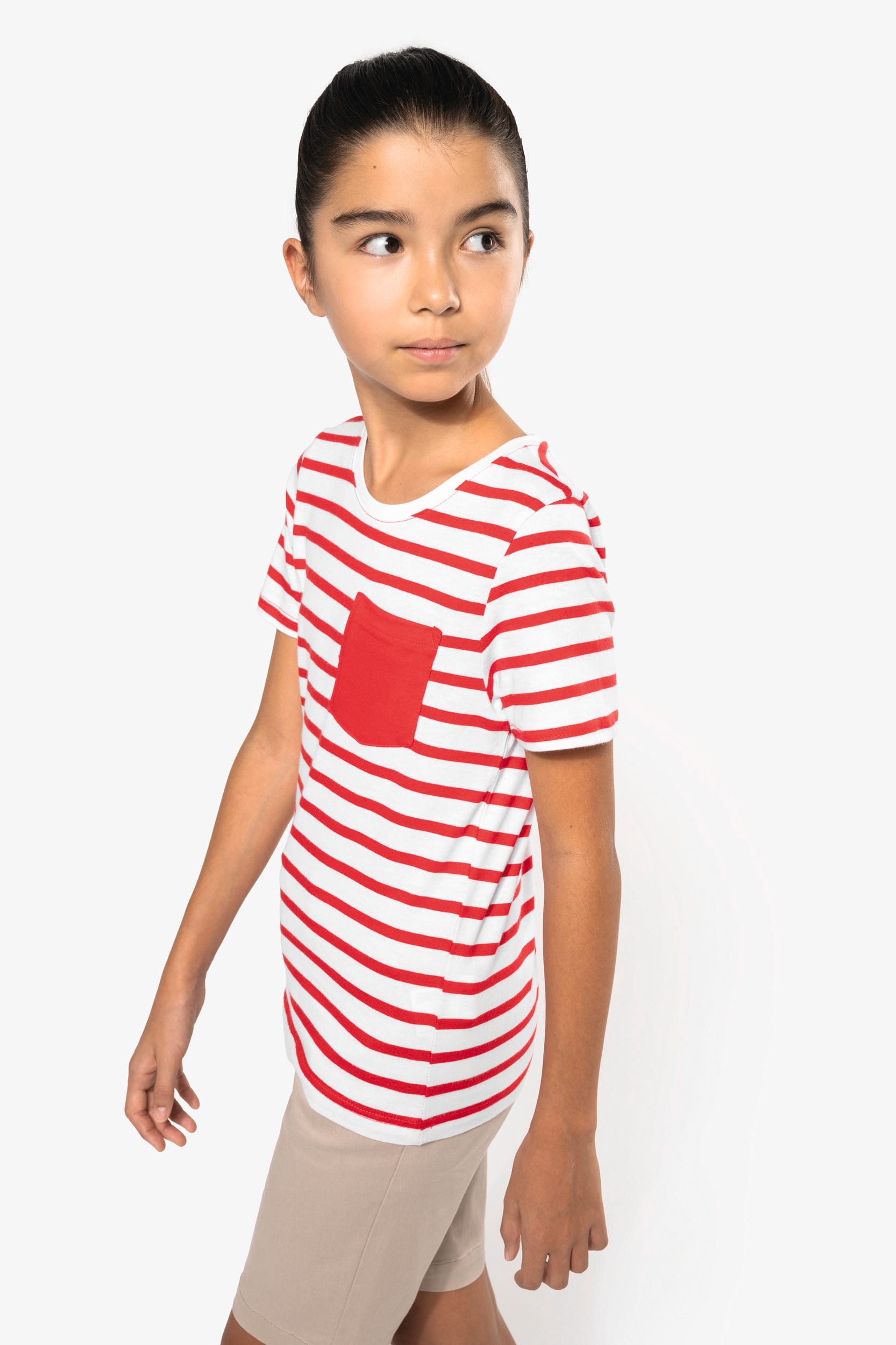 Camiseta Marinero a rayas con bolsillo manga corta para niños