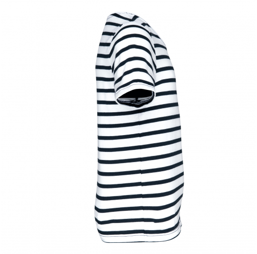 white / navy stripes Camiseta Marinero a rayas con bolsillo manga corta para niños