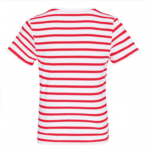white / red stripe Camiseta Marinero a rayas con bolsillo manga corta para niños