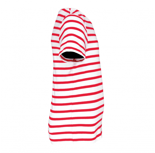 white / red stripe Camiseta Marinero a rayas con bolsillo manga corta para niños