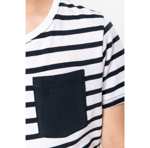 Camiseta Marinero a rayas con bolsillo manga corta para niños